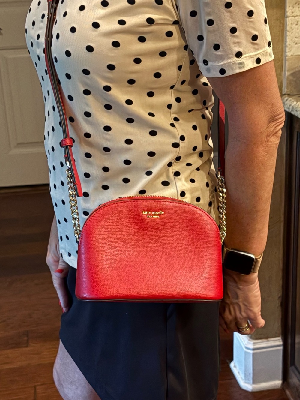kate spade Red Dome Crossbody with Gold Chain